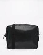 Asos Messenger Bag In Black Faux Leather - Black