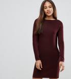 Asos Tall Sweater Dress In Ripple Stitch - Red