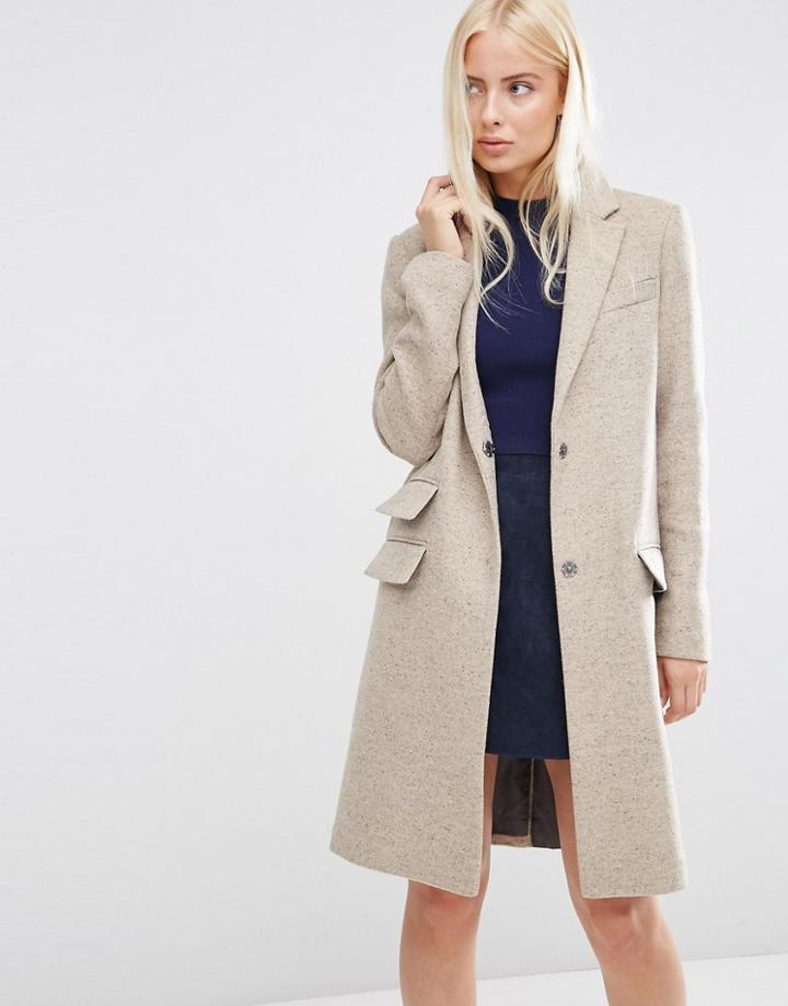 Asos Ultimate Slim Coat With Pocket Detail - Oatmeal