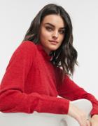 & Other Stories Honeycomb Frill Detail Sweater In Red