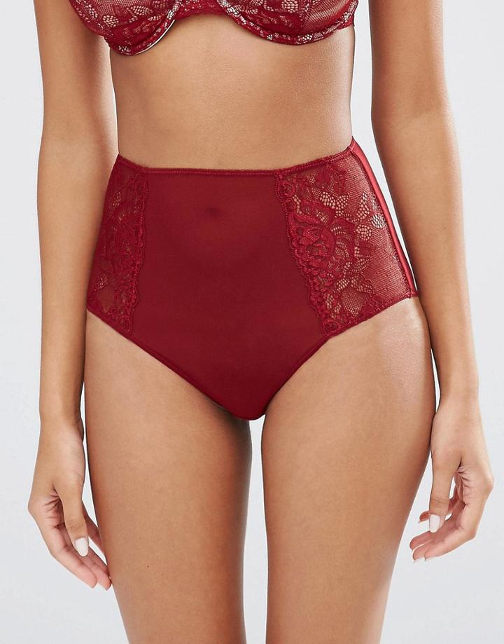 Asos Ria Basic Lace Mix & Match High Waisted Pant - Red
