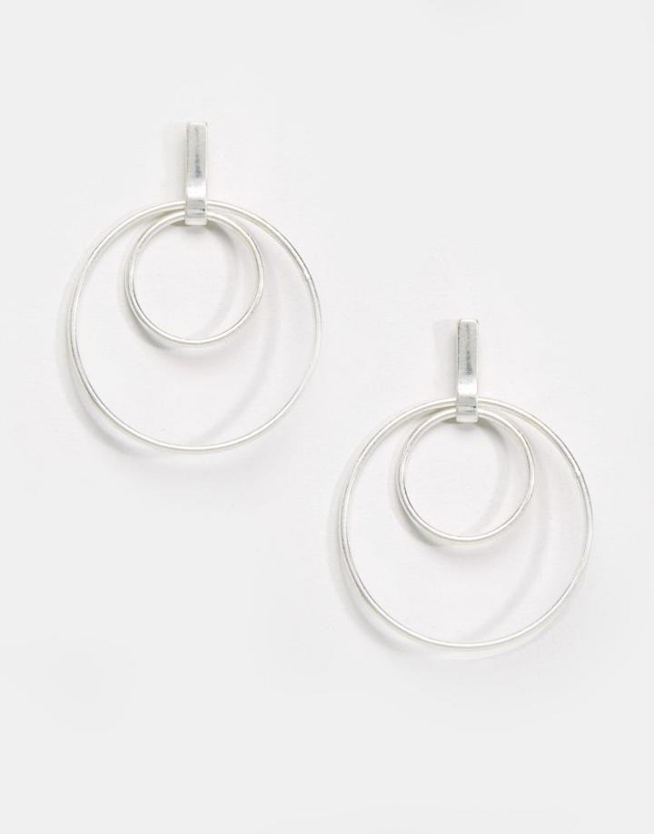 Pilgrim Double Hoop Earrings - Silver