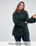 Junarose Sweater With Bell Sleeve - Green