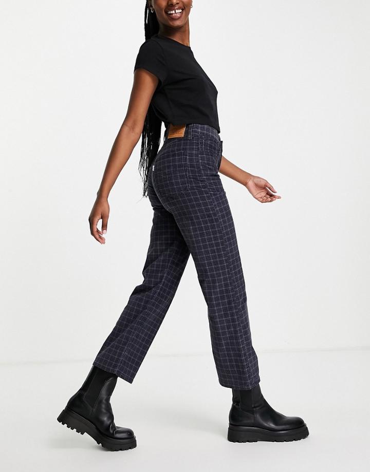 Levi's Ribcage Straight Pants In Plaid-brown