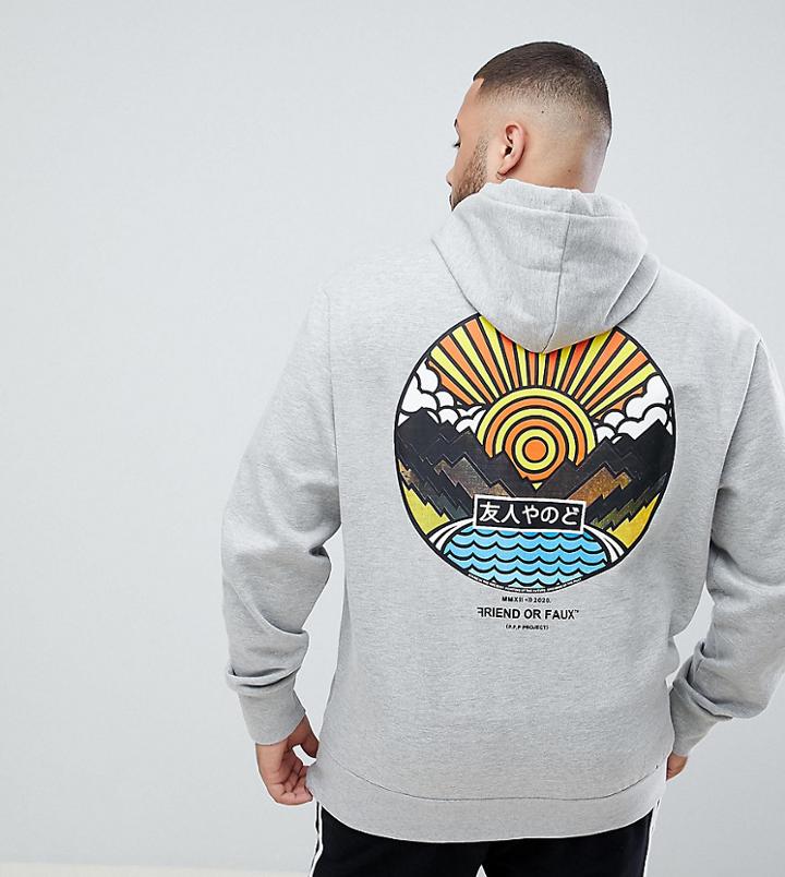 Friend Or Faux Plus Wakayama Back Print Hoodie - Gray