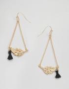 Nylon Swing Leaf Drop Earrings - Gold