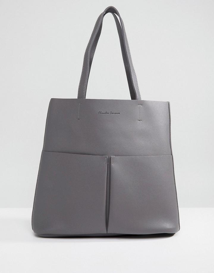 Claudia Canova Tote Bag With Front Pocket - Gray