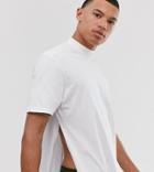 Asos Design Tall Relaxed Longline T-shirt With Side Splits In White