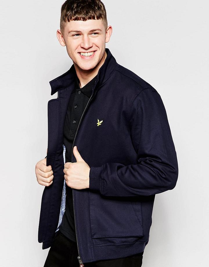 Lyle & Scott Gingham Lined Harrington Jacket - Navy