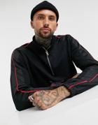 Mennace Half Zip Pullover Track Top In Black