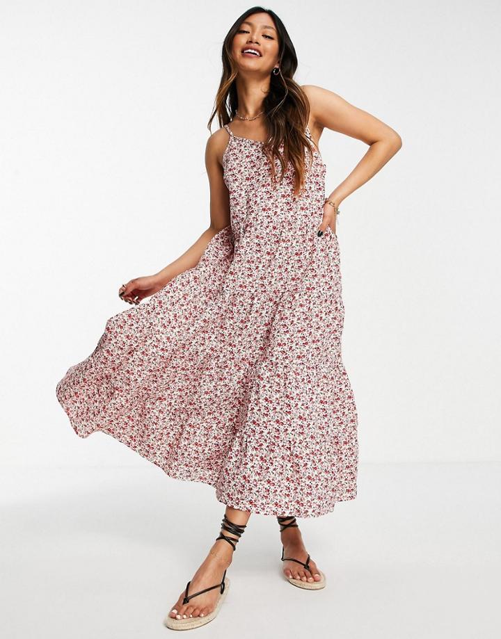 Y.a.s Tiered Maxi Dress In Red Floral