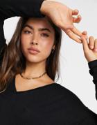 Asos Design Oversized V Neck Batwing Sleeve Top In Drapey Jersey In Black