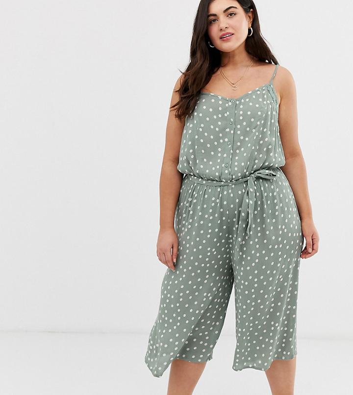 Brave Soul Plus Antonia Jumpsuit In Spot - Green