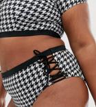 Wolf & Whistle Curve Exclusive Eco Lace Up Bikini Bottom In Houndstooth