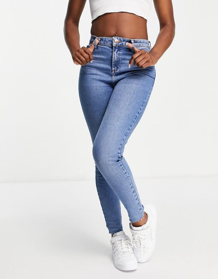 Miss Selfridge Emily High Waist Skinny Jean In Mid Blue-blues