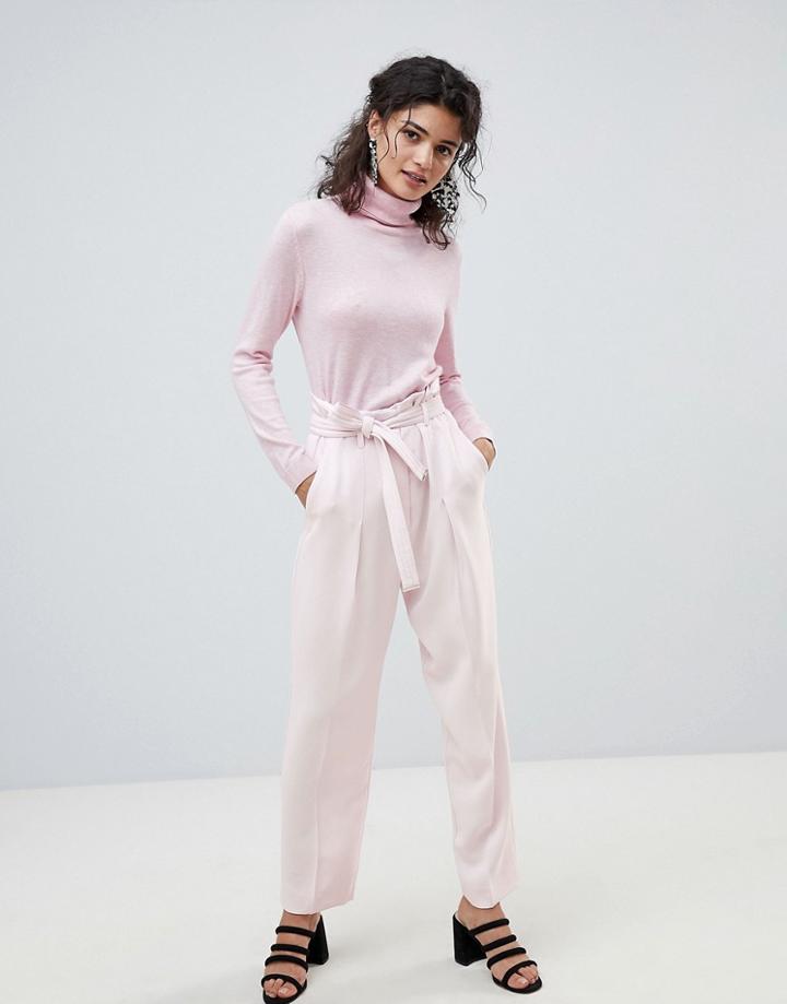 Mango Wide Tapered Tailored Pants In Lilac - Purple