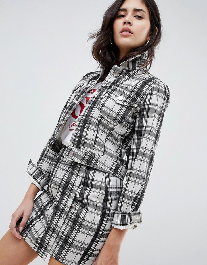 Asos Design Denim Jacket Two-piece In Check Print - Multi