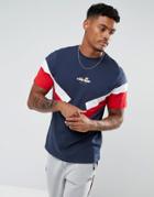 Ellesse T-shirt With Panel Sleeve In Navy - Navy