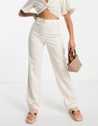 Na-kd Linen Blend Straight Leg Pants In Off White - Part Of A Set