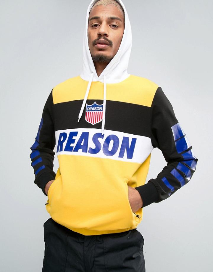 Reason Hoodie With Sleeve Print - Yellow