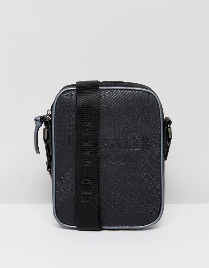 Ted Baker Embossed Flight Bag Heliox In Black - Black