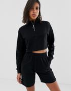 Asos Design Short & Zip Up Sweat Set-black