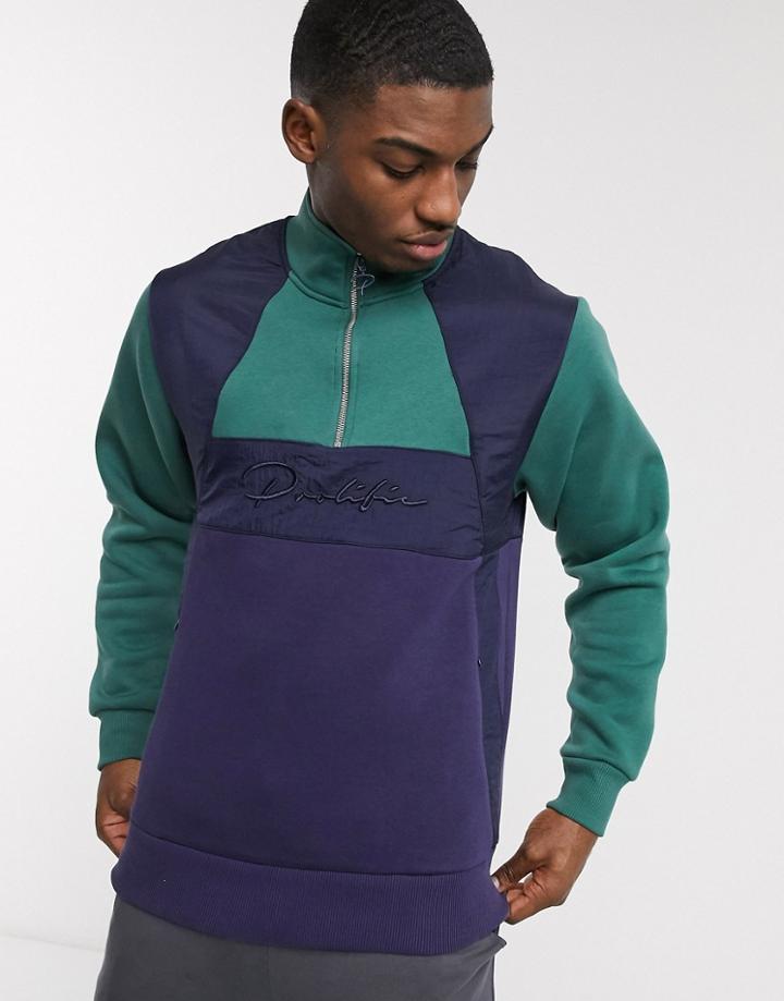 River Island Half Zip Prolific Sweat In Navy