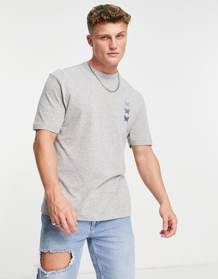 River Island T-shirt With Icon Embroidery In Gray-grey