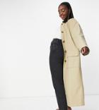 Asos Design Tall Cord Collared Boyfriend Trench Coat In Brown