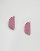 Wolf & Moon Semi Circle Stud Earrings - Pink