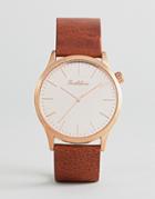 Bratleboro Tayrona Rose Gold Mirrored Leather Watch In Brown 38mm - Brown