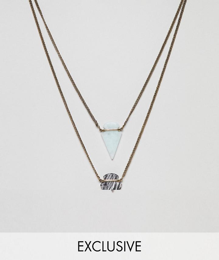 Reclaimed Vintage Inspired Arrow Necklace With Semi Precious Stones In 2 Pack Exclusive To Asos - Gold