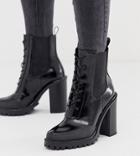 Asos Design Wide Fit Ellen Chunky Lace Up Boots In Black - Black