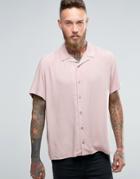 Asos Shirt In Dusty Pink With Revere Collar In Regular Fit - Pink