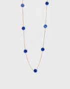 Asos Design Long Necklace With Marble Effect Resin Discs In Gold Tone
