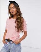 Brave Soul Valerie Ribbed T-shirt-pink