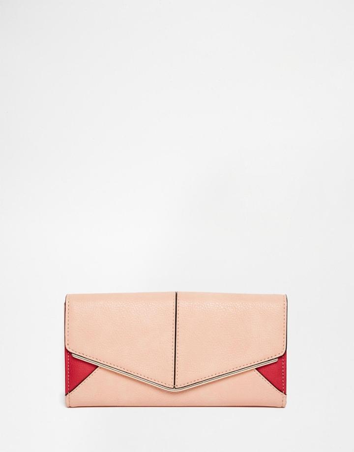 Asos Color Block Purse With Slim Metal Bar - Multi