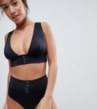 Asos Petite Mix And Match High Waist Bikini Bottom With Hook And Eye - Black