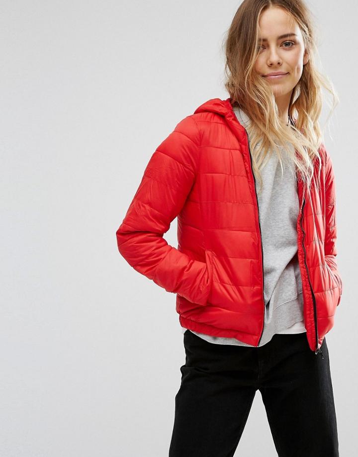 Pull & Bear Lightweight Padded Jacket - Red