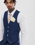 Gianni Feraud Wedding Slim Fit Linen Plain Suit Vest-navy