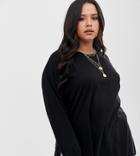 Asos Design Curve Long Sleeve Washed Oversized Long Sleeve Top In Black - Black