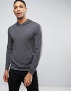 Asos Muscle Hoodie In Lightweight Jersey In Charcoal - Gray