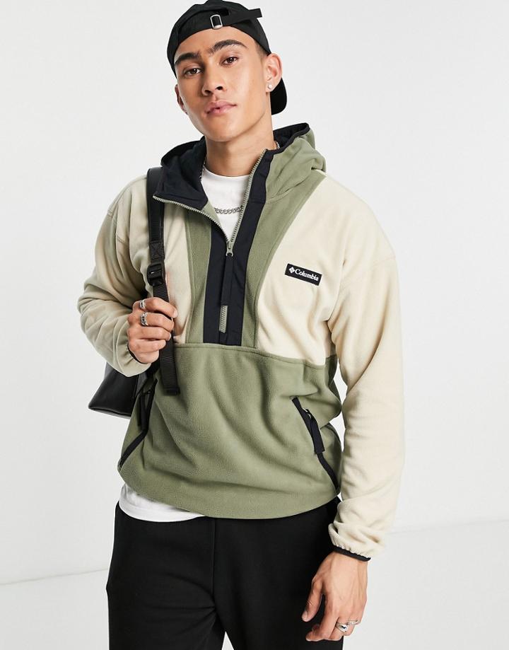 Columbia Backbowl Lite 1/2 Zip Fleece In Brown/green