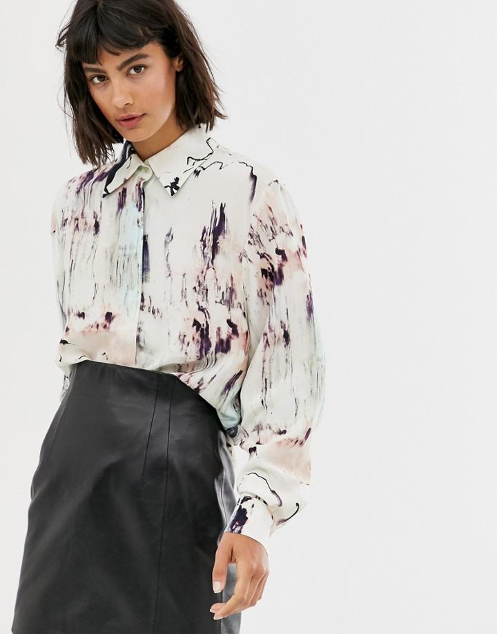 & Other Stories Marble Print Woven Shirt In Multi