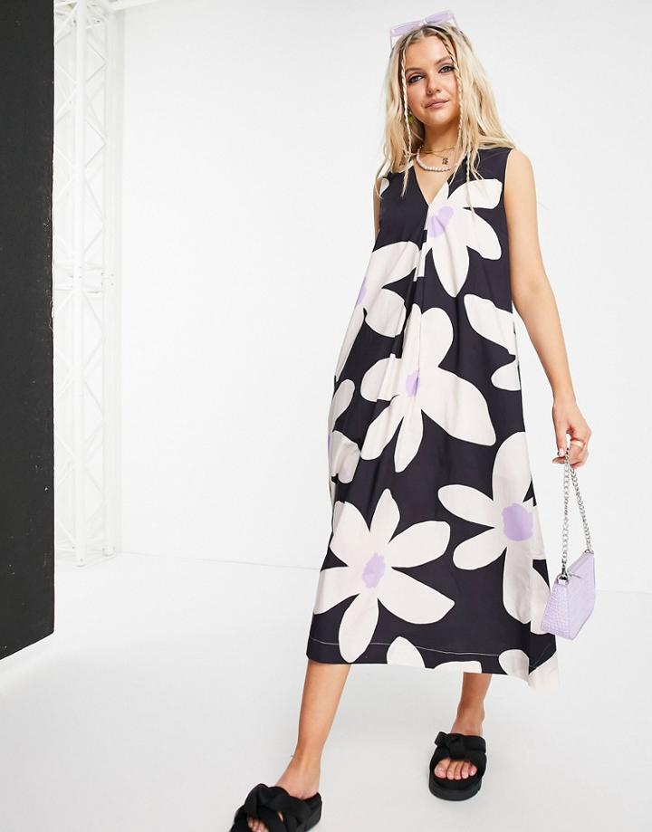Urban Revivo Volume Maxi Dress In Floral Print-multi