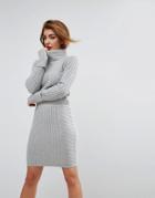 Asos Co-ord Cropped Sweater With High Neck And Stitch Detail - Gray