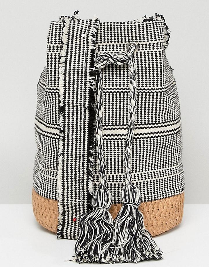 Pull & Bear Tassle Drawstring Bag In Gray - Gray
