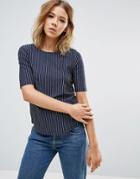 Pieces Damara Stripe Shell Top - Blue