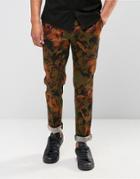 Asos Skinny Smart Pants In Abstract Camo - Brown