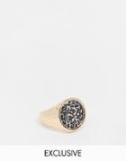 Reclaimed Vintage Inspired Mixed Metal Signet Ring-silver